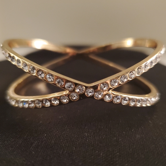 Gold Tone & Crystal Criss Cross Infinity Bracelet - Picture 2 of 5